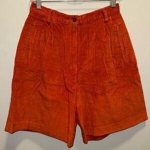 Vintage High Waist Burnt Orange Corduroy Shorts